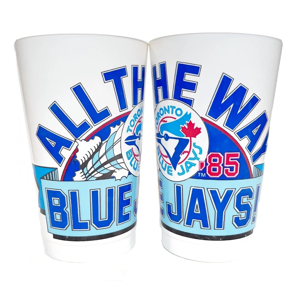 Vintage 1989 Toronto Blue Jays Baseball Plastic Drink Cups All The Way Jays MLB
